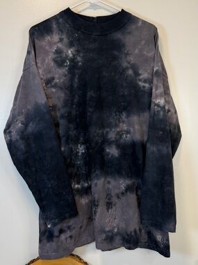 We The Free Tie Dye Oversized Long Sleeve T-Shirt Black & Purple Women’s Large